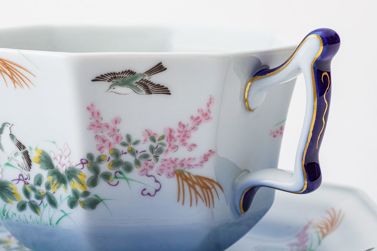 萩花見 八角紅茶碗皿 | 有田焼 深川製磁｜公式オンラインストア