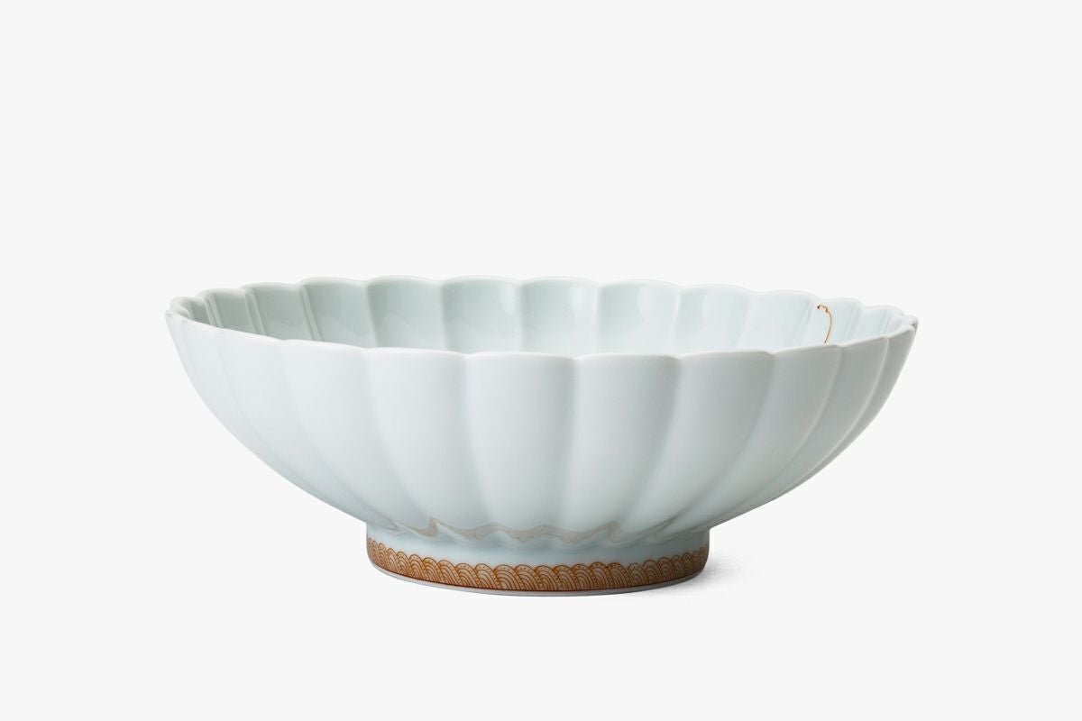 未使用 深川製磁  菊割鉢  花ひょうたん  直径20cm 高さ7.5cm ひょうたん柄 ホワイト 深鉢 皿 札幌 西岡店 花ひょうたん 菊割鉢 | 有田焼 深川製磁｜公式オンラインストア