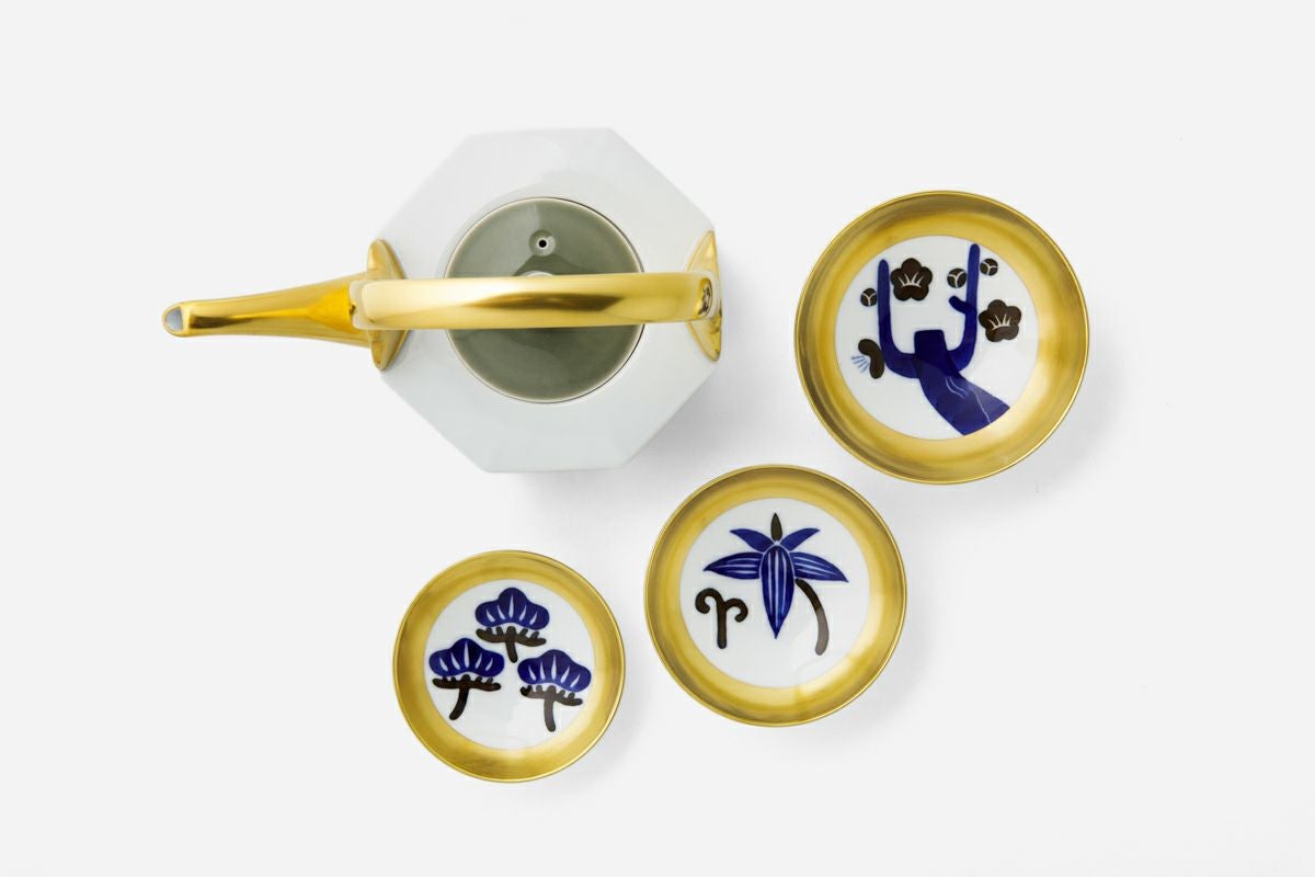 有田焼 深川製磁の屠蘇器（とそき）の盆または、花を生ける水盤　（153） 寿赤絵 屠蘇器揃 | 有田焼 深川製磁｜公式オンラインストア