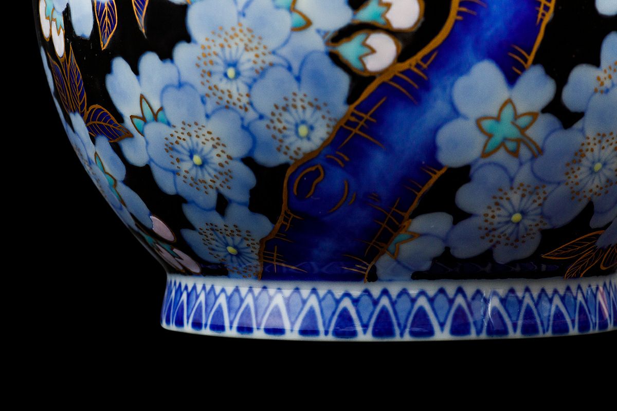 2221  深川製磁　製磁　双耳花瓶 深川製磁 花器深川製磁/金彩染葡萄絵 花瓶 ギフト 中古 : ARCHERY
