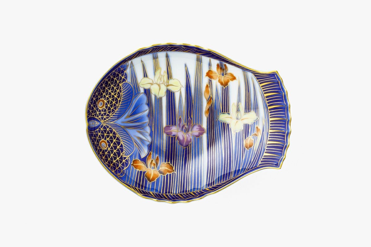 金彩あやめ 魚型皿（小） | 有田焼 深川製磁｜公式オンラインストア