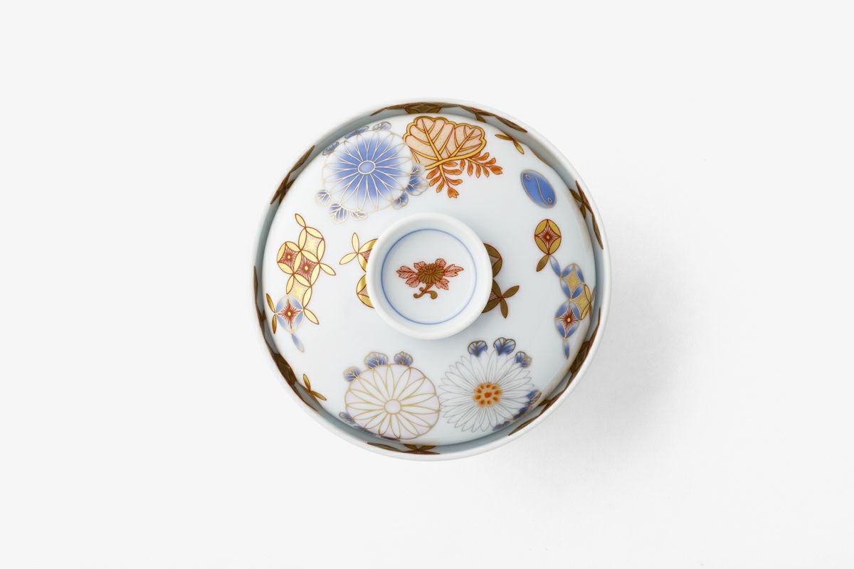 深川製磁　菊七宝　希少品　和皿揃　５枚１式　木箱入り　【廃番美品】 菊七宝 蓋向付 | 有田焼 深川製磁｜公式オンラインストア