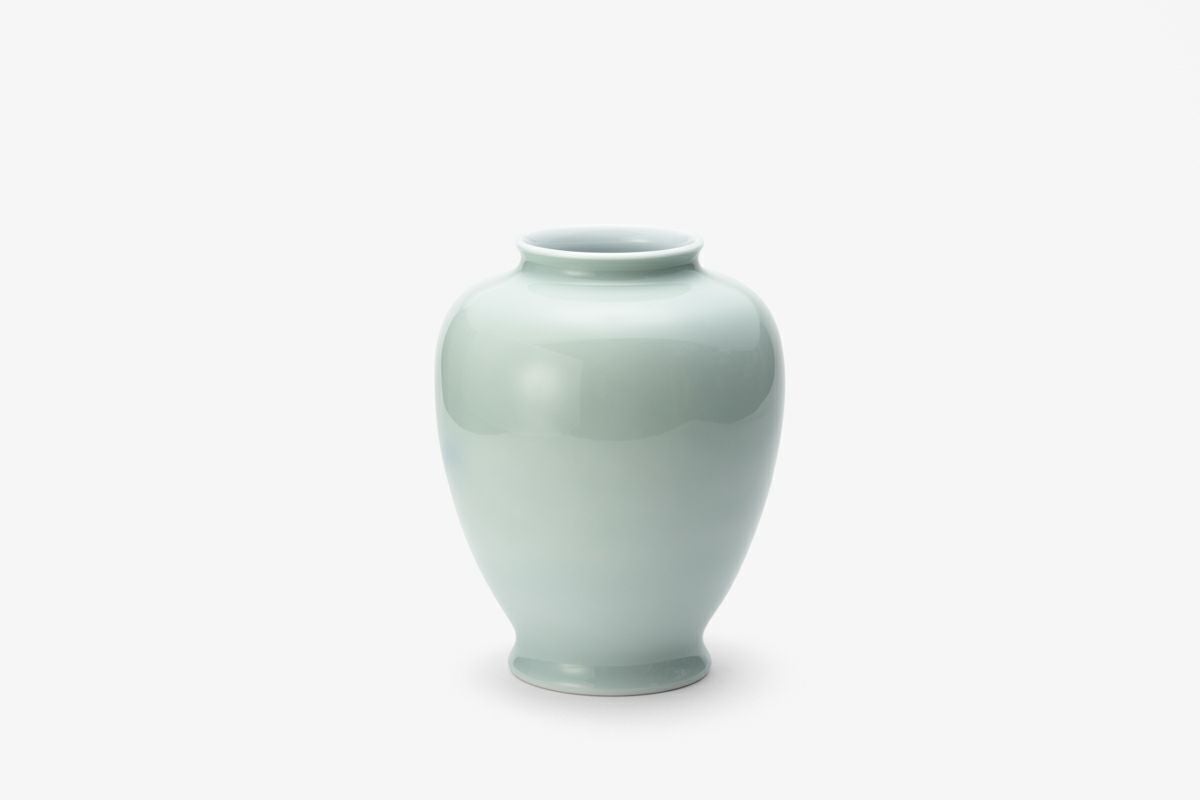 オールド深川製磁　山水図花瓶　銘有　昇然　高さ20.2cm　インテリア　有田焼 397/深川製磁 花瓶 山口昇然 墨絵 山水文 飾壷 花瓶 水墨画 金武自然画