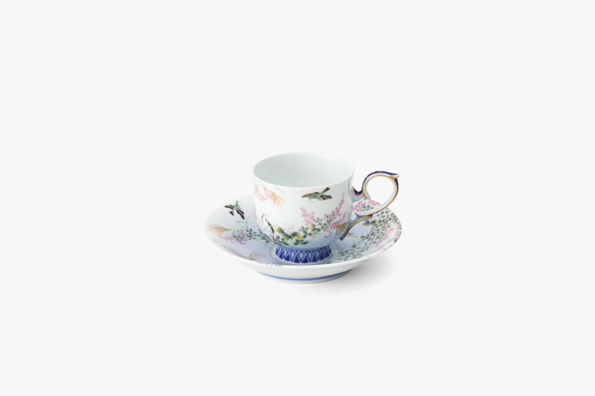 深川製磁 オリエンタルブルー 高台珈琲椀皿 カップ＆ソーサー オリエンタルブルー 紅茶碗皿 | 有田焼 深川製磁｜公式オンラインストア