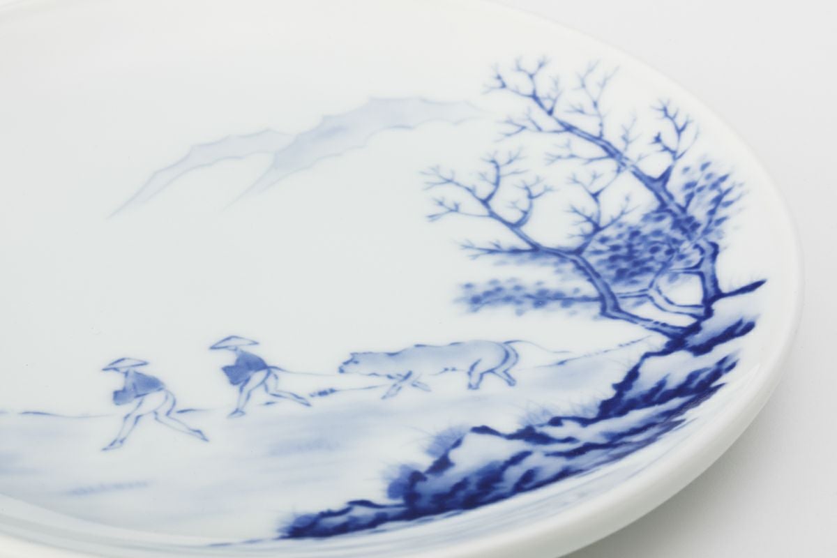 深川製磁　百年庵　染付山水　絵変わり　焼物皿　長角皿　5枚組 絵変山水 銘々皿揃 | 有田焼 深川製磁｜公式オンラインストア