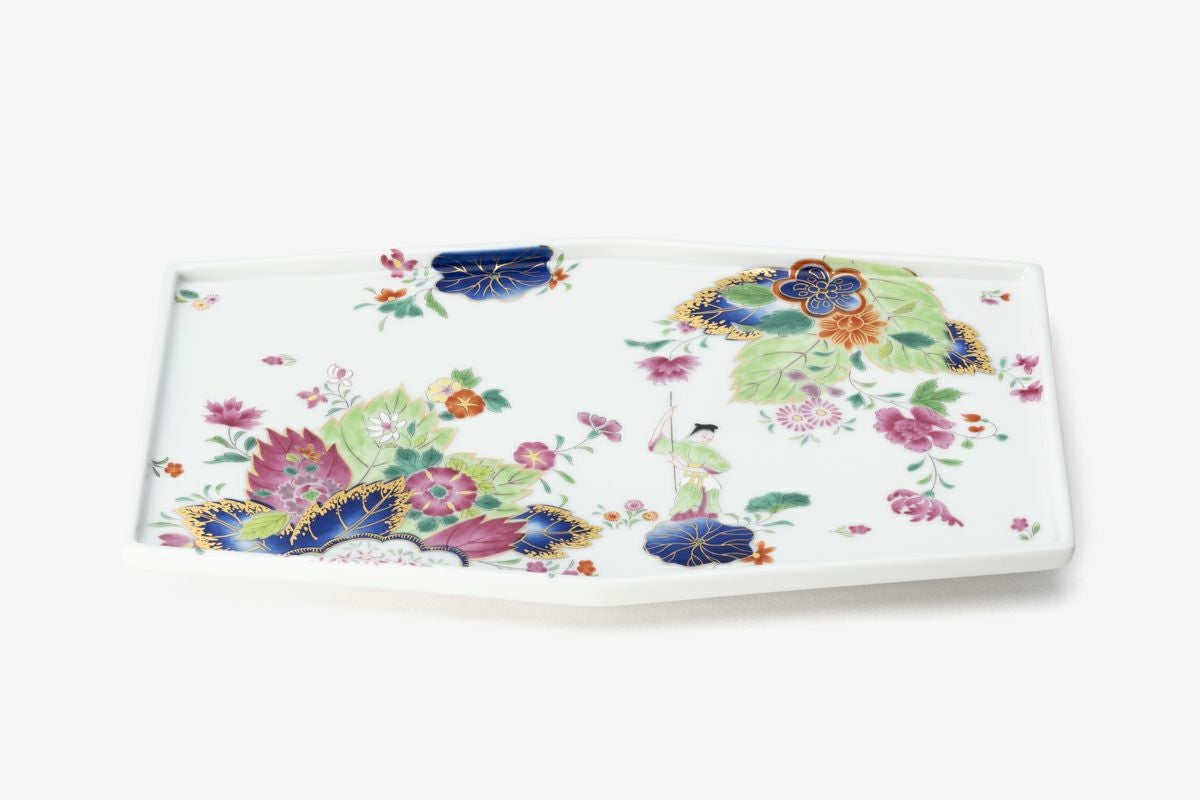 染錦絢爛草花絵 七寸長角皿 | 有田焼 深川製磁｜公式オンラインストア